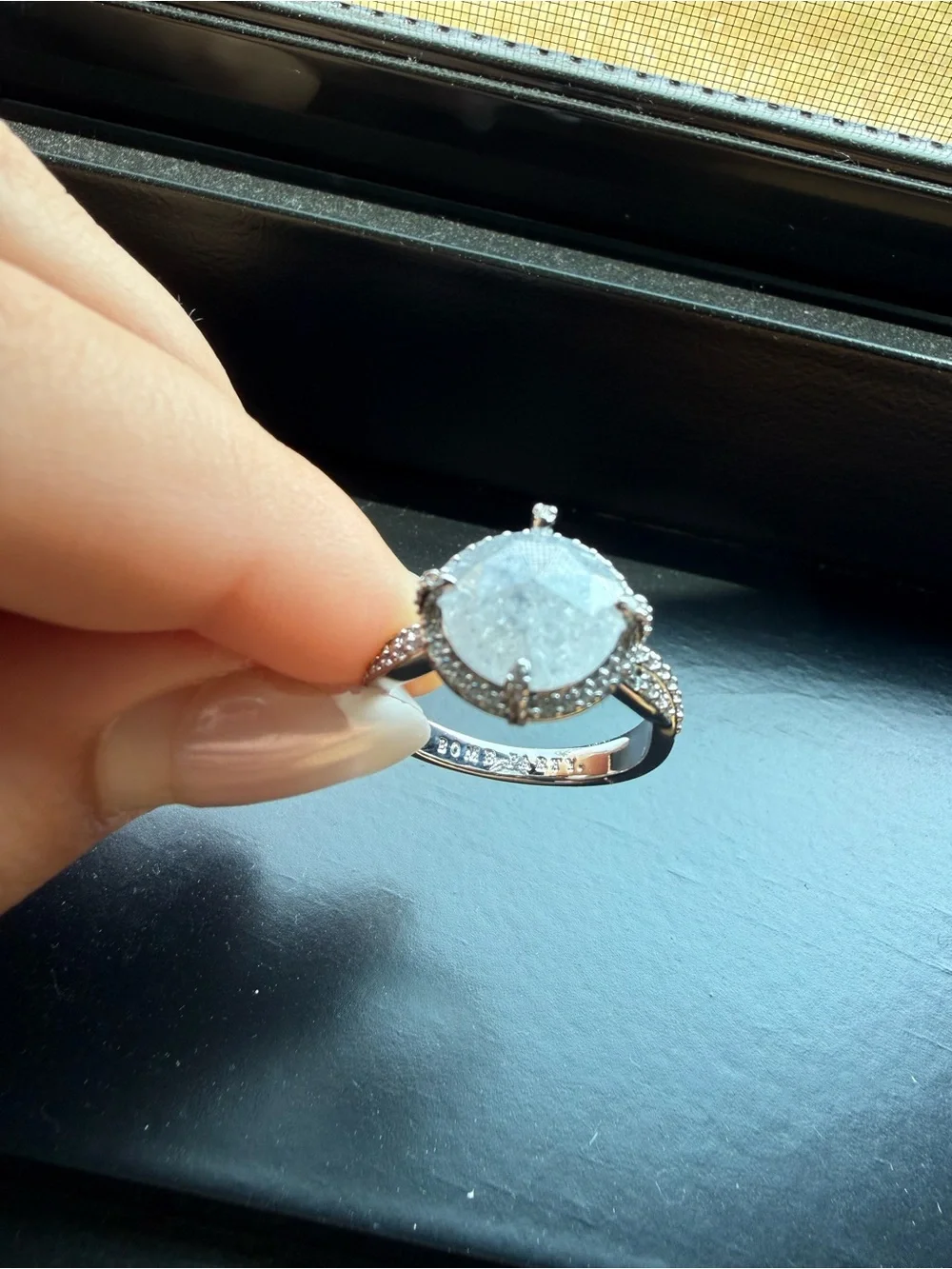 Sterling Silver White Ice Crystal Halo Ring